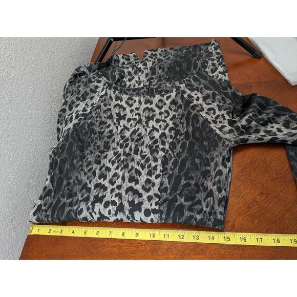 The Limited Animal Print Bodycon Dress 8 Black Fitter Mini Front Slit 3/4 Sleeve - Picture 9 of 12